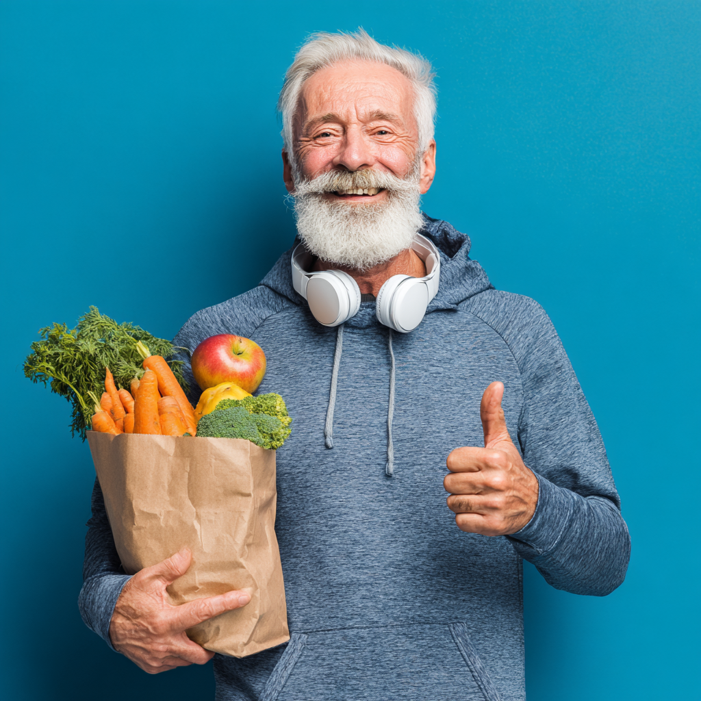 Mosolygó magyar férfi egészséges reggelit fogyaszt